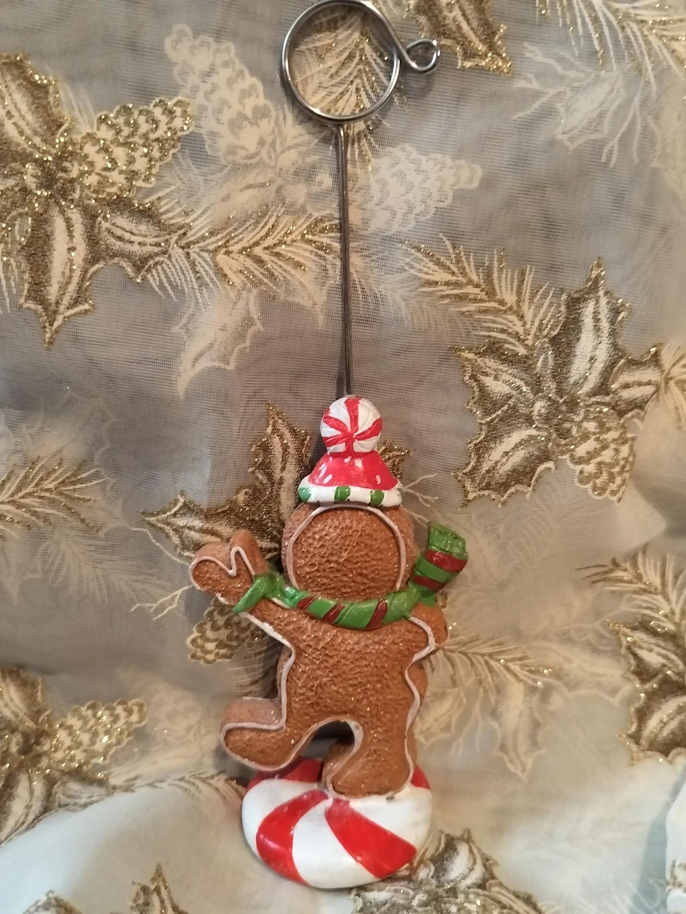 Festive Gingerbread Man Holiday Photo/Note/Place Card Holder - Red, Green, White
